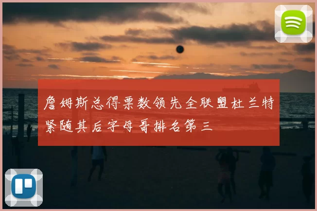 詹姆斯总得票数领先全联盟杜兰特紧随其后字母哥排名第三